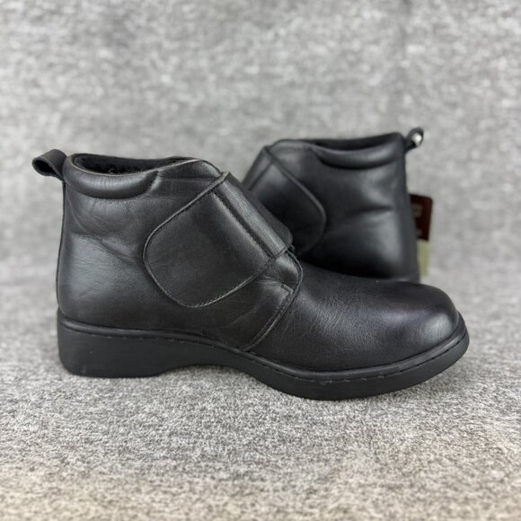 ✅Joseph Stewart Black Leather Fleece Lined Ankle Booties Women's 7 Wide*PEELING - Picture 11 of 11
